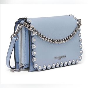 Karl Lagerfeld Light Blue Clutch with Silver Chain